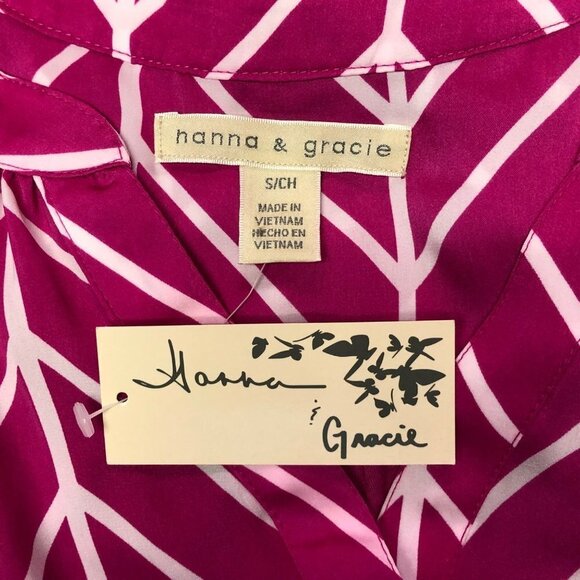 HANNA & GRACIE CHEVRON V NECK SLEEVELESS TOP‎ SM NWT - Picture 5 of 5